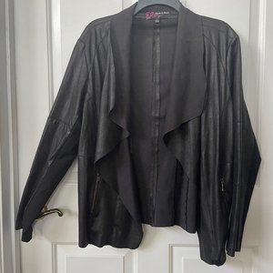 Peck & Peck Faux Leather Waterfall Jacket